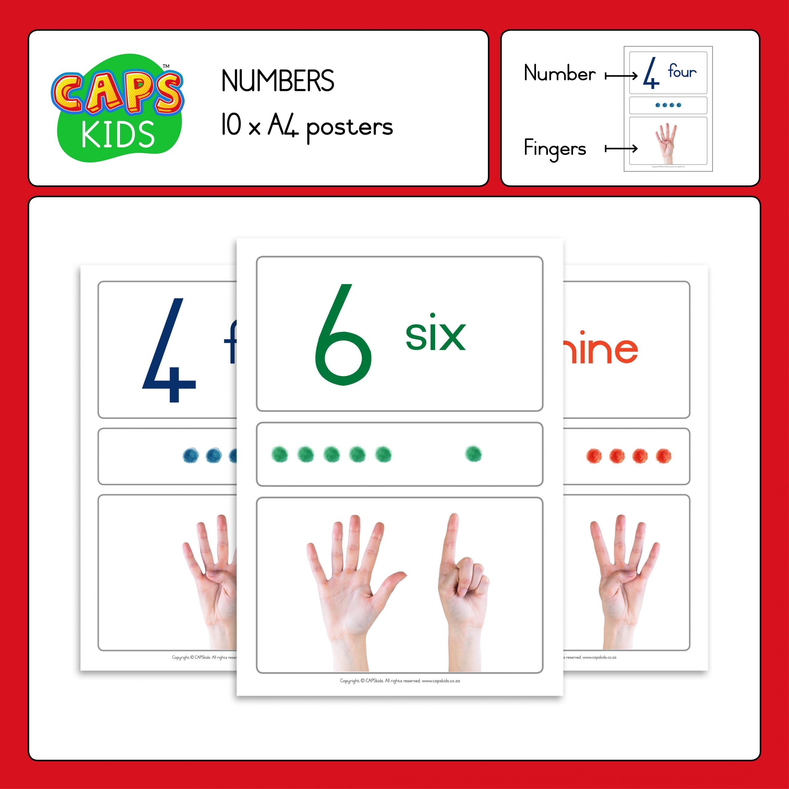 CAPSkids A4 Posters with English numbers